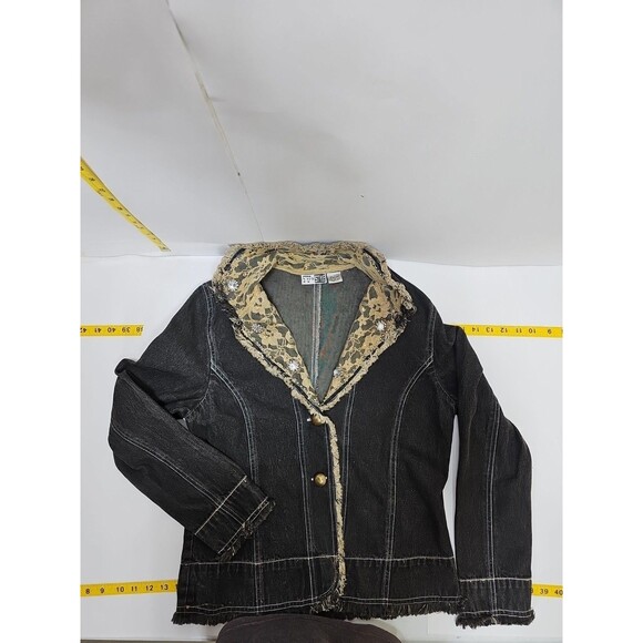 Step IN Style Women’s Denim Beaded Jean Jacket Embellished Size L - Picture 1 of 12